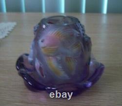 Fenton Koi Fish Fairy Lamp 2001-2002 Violet Votive Candle Holder Excellent