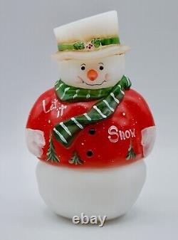 Fenton Let it Snow Snowman Fairy Light Candle Holder Signed, Handpainted #134