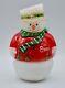 Fenton Let It Snow Snowman Fairy Light Candle Holder Signed, Handpainted #134