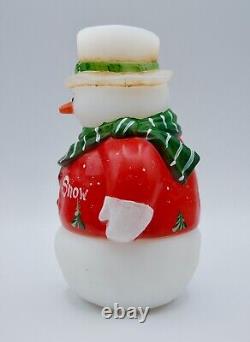 Fenton Let it Snow Snowman Fairy Light Candle Holder Signed, Handpainted #134