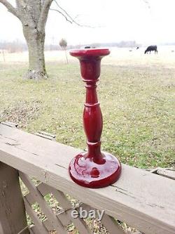 Fenton RARE 549 8 Candlestick Venetian/ Mandarin Red