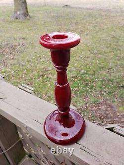 Fenton RARE 549 8 Candlestick Venetian/ Mandarin Red