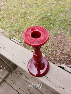 Fenton RARE 549 8 Candlestick Venetian/ Mandarin Red