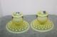 Fenton Vaseline Topaz Uranium Glass Opalescent Hobnail Candle Holders Reduced