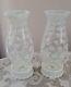 Fenton-white Opalescent Coin Dot 11 Hurricane Candle Holders, Set Of 2