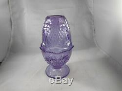 Fenton Wisteria New Heart Purple Glass Two Piece Fairy Lamp Candle Holder