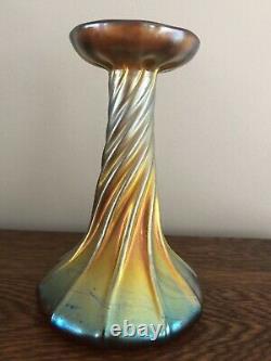 Fine Tiffany Studios Favrile Glass Large Twisted Glass Candlestick Candle Holder