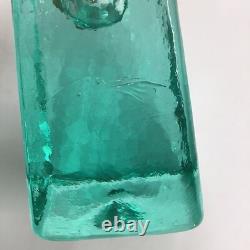 Fire And Light Aqua Recycled Art Glass Candle Holders Set of 2 SIGNED 3.25 READ