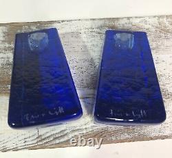 Fire And Light Recycled Glass COBALT Blue Tapered Candle Holder 3 Set Of 2