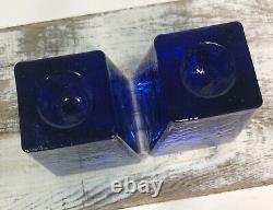Fire And Light Recycled Glass COBALT Blue Tapered Candle Holder 3 Set Of 2