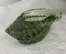 Fire And Light Recycled Glass NEW Olive Signed! Seashell votive candle Holder