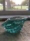 Fire And Light Recycled Glass, Signed! Gorgeous Aqua Seashell Candleholder