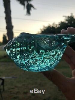 Fire And Light Recycled Glass, Signed! Gorgeous Aqua Seashell candleholder