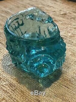 Fire And Light Recycled Glass, Signed! Gorgeous Aqua Seashell candleholder