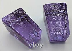 Fire & Light Art Glass Neodymium Candle Stick Holder Pair Lavender Blue Dichroic