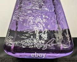 Fire & Light Art Glass Neodymium Candle Stick Holder Pair Lavender Blue Dichroic