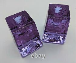 Fire & Light Art Glass Neodymium Candle Stick Holder Pair Lavender Blue Dichroic