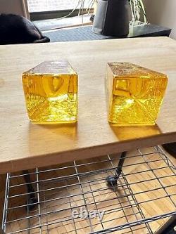 Fire & Light CITRUS Yellow ART GLASS Candle Holders Sts