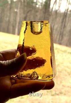 Fire & Light SET OF 3 signed Citrus Candle Holders Recycled Studio Art Glass USA