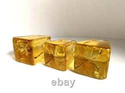 Fire & Light SET OF 3 signed Citrus Candle Holders Recycled Studio Art Glass USA
