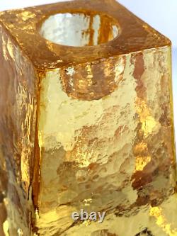 Fire & Light SET OF 3 signed Citrus Candle Holders Recycled Studio Art Glass USA