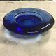 Fire And Light Candle Holder Cobalt Blue Recycled Collectible Glass 6 3/4 Wide