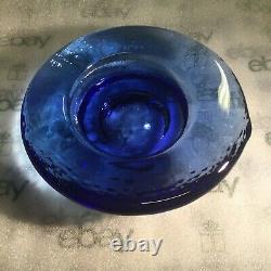Fire and Light Candle Holder Cobalt Blue Recycled Collectible Glass 6 3/4 Wide