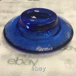 Fire and Light Candle Holder Cobalt Blue Recycled Collectible Glass 6 3/4 Wide