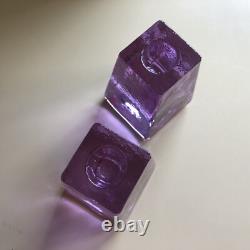 Fire and Light Lavender Neodymium Recycled Purple Glass Candleholders Signed CA