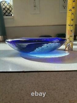 Fire and Light Recycled Glass 4 1/4 Cobalt Blue Candle Holder Coaster Scratch