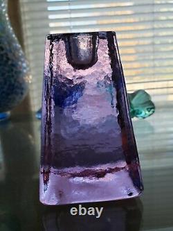 Fire and Light Recycled Glass Lavender Tapered Candle Holder 4 Signed