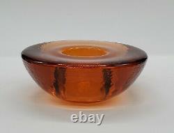 Fire and Light Votive Recycled Glass Candle Holder Bowl Orange Copper Signed