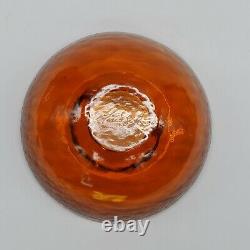 Fire and Light Votive Recycled Glass Candle Holder Bowl Orange Copper Signed