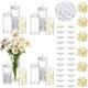 Floating Candle Centerpiece Set, 24 Candles, 12 Glass Vases, Ice Cubes & Pearls