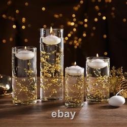 Floating Candle Centerpiece Set, 24 Candles, 12 Glass Vases, Ice Cubes & Pearls