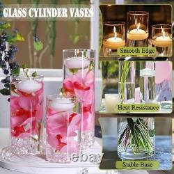 Floating Candle Centerpiece Set, 24 Candles, 12 Glass Vases, Ice Cubes & Pearls