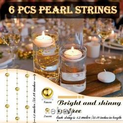 Floating Candle Centerpiece Set, 24 Candles, 12 Glass Vases, Ice Cubes & Pearls