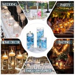 Floating Candle Centerpiece Set, 24 Candles, 12 Glass Vases, Ice Cubes & Pearls