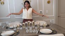 Floating Candle Centerpiece Set, 24 Candles, 12 Glass Vases, Ice Cubes & Pearls
