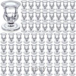 Foaincore 72 Pack Glass Candlestick Holders Bulk 2.5 Inch Taper Candle Holder