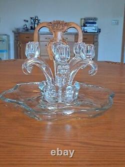 Fostoria Centerpiece Glass Epergne Candleholder Lily Art Deco 6 Arm Candelabra