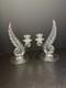Fostoria Clear Glass Plume Candle Holders Set Of 2