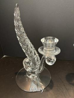 Fostoria Clear Glass Plume Candle Holders Set Of 2