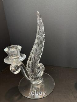 Fostoria Clear Glass Plume Candle Holders Set Of 2