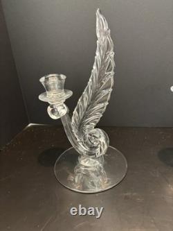 Fostoria Clear Glass Plume Candle Holders Set Of 2