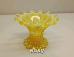 Fostoria Heirloom Yellow Opalescent Candle Holder Uranium Vaseline Glass