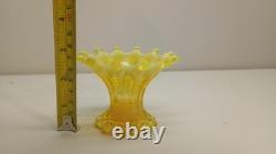 Fostoria Heirloom Yellow Opalescent Candle Holder Uranium Vaseline Glass