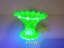 Fostoria Heirloom Yellow Opalescent Candle Holder Uranium Vaseline Glass