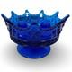 Fostoria Luxembourg Crown Triple Candle Holder Cobalt Blue Footed Glass Rare