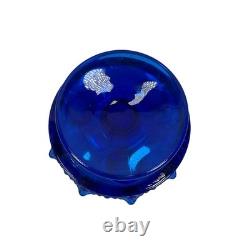 Fostoria Luxembourg Crown Triple Candle Holder Cobalt Blue Footed Glass Rare
